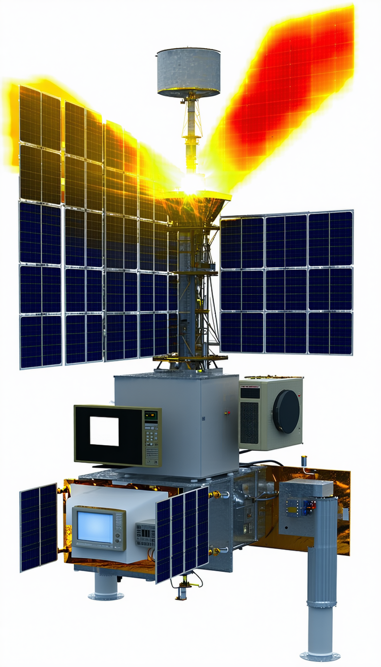A Futuristic Space Station With A Variety Of Electronic Devices
