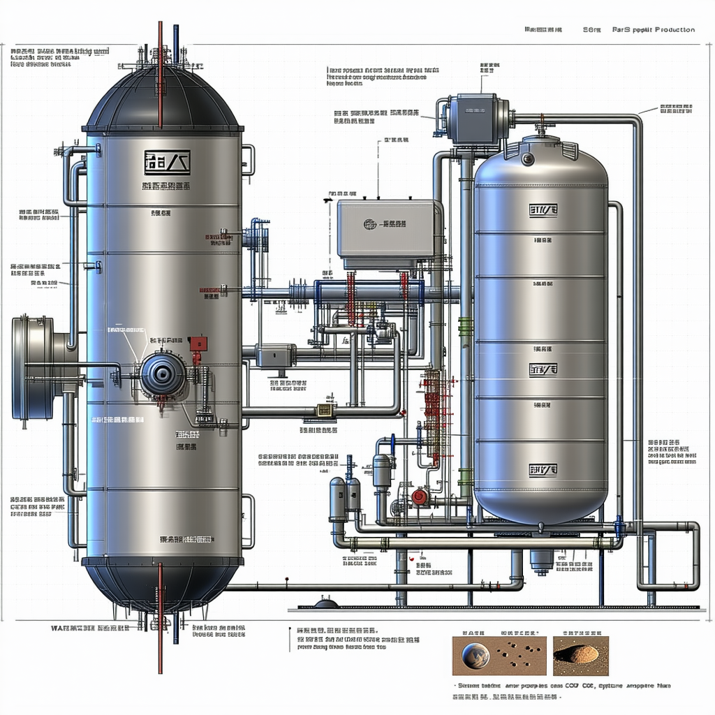 The Image Is A Detailed Drawing Of A Large Industrial Machine, Likely A Chemical Plant Or A Refinery