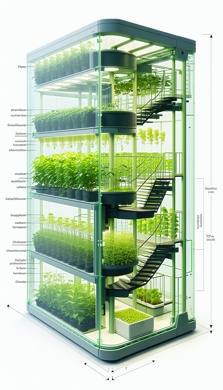 A Large, Multi-level Greenhouse Filled With Various Plants