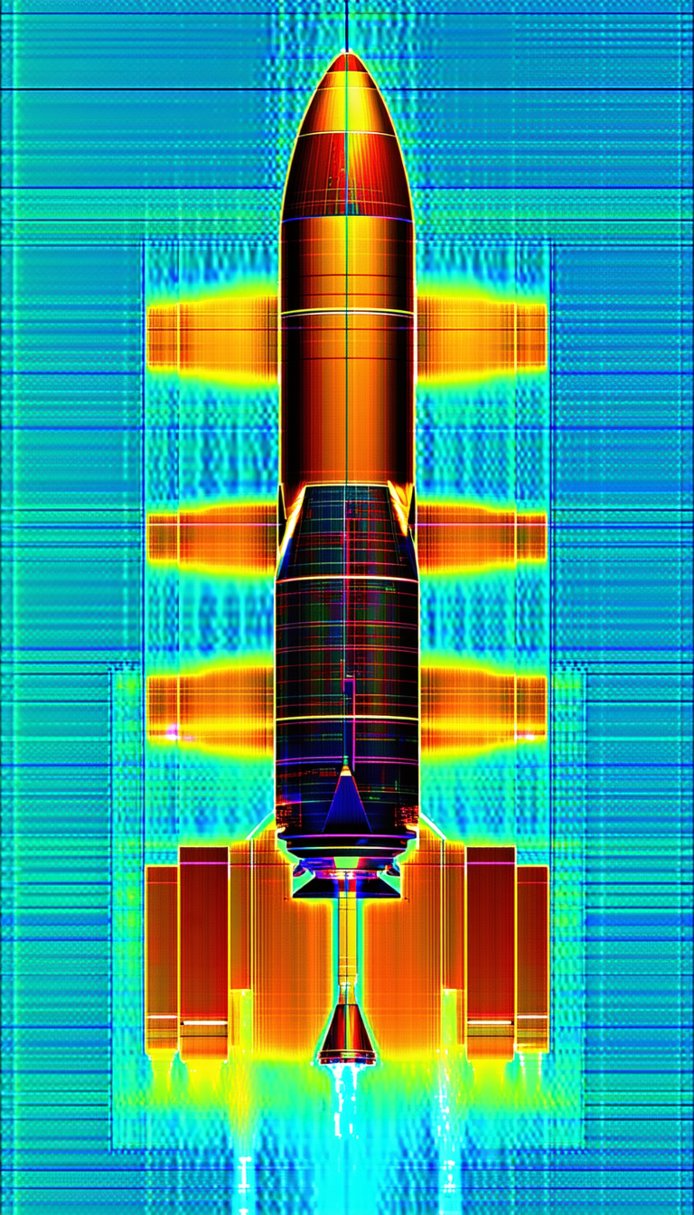 A Yellow And Orange Missile Is Shown In A Close-up View