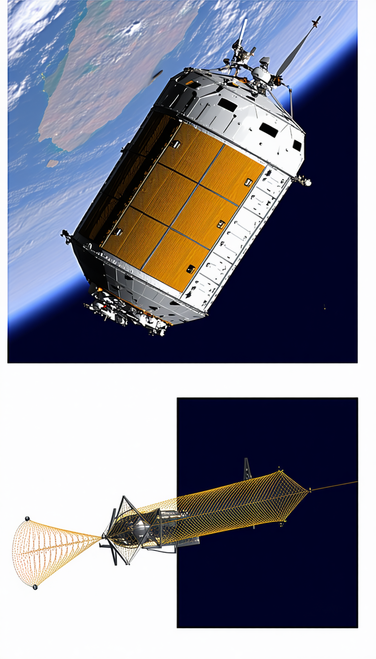 A Space Shuttle Is Shown In Two Different Views