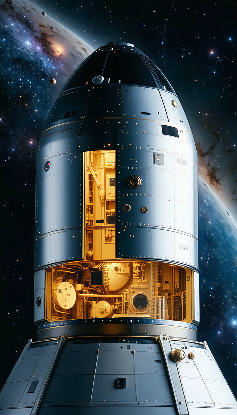 A Space Shuttle With Its Hatch Open, Revealing The Interior Of The Spacecraft