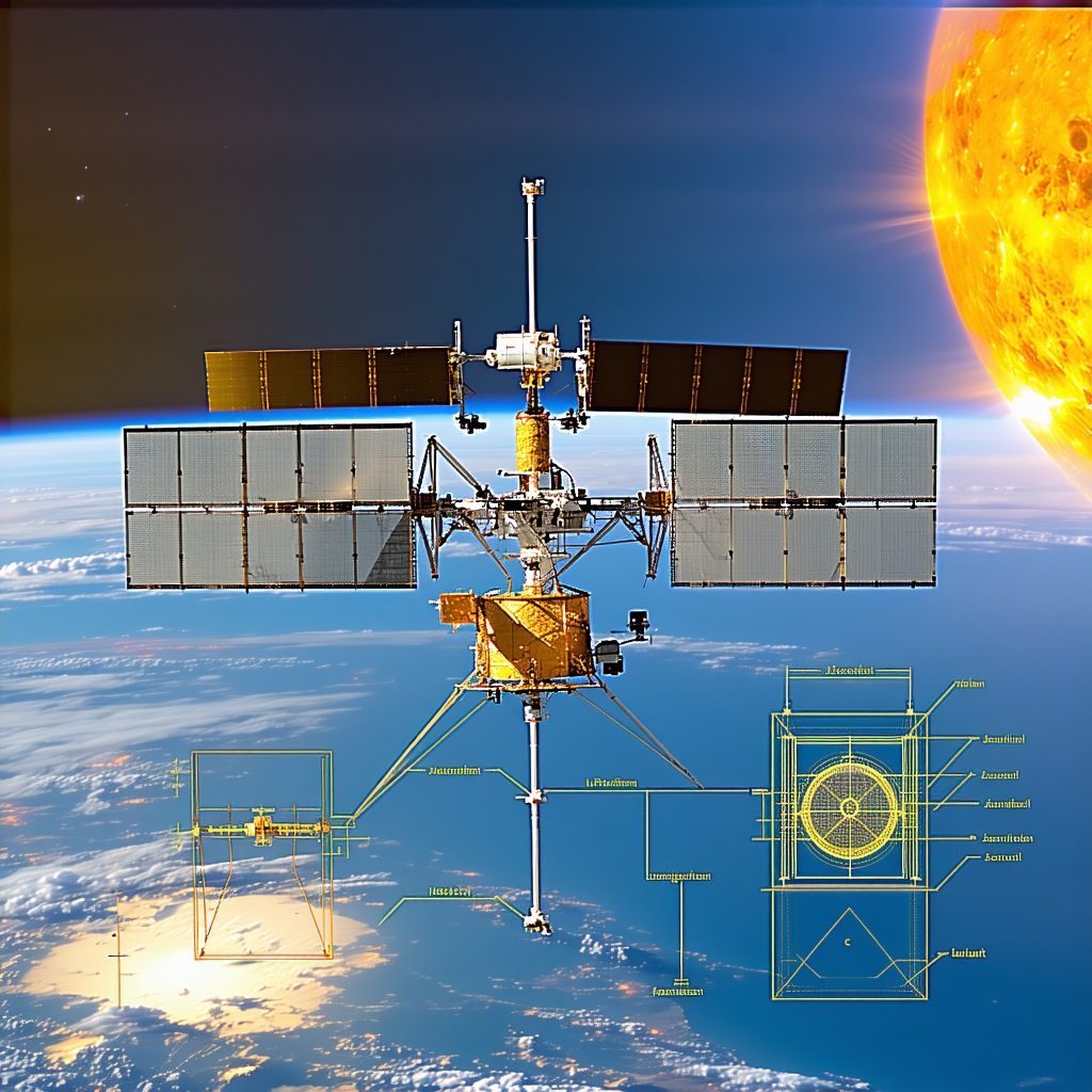 A Spacecraft, Possibly A Satellite Or A Space Shuttle, Flying Through The Sky