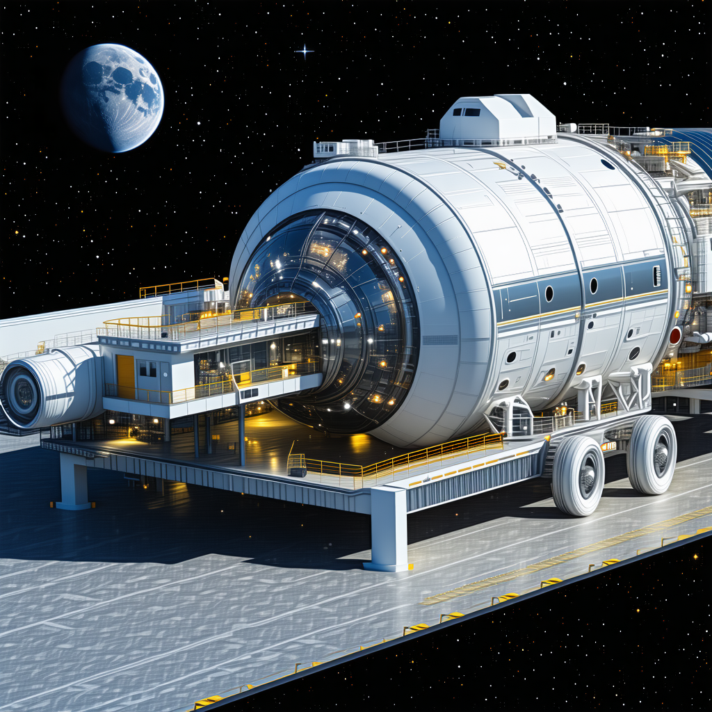 In The Image, There Is A Large Spacecraft With A Dome-shaped Structure On Top Of It