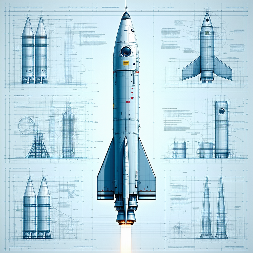 A Blue Rocket Ship Is Shown In A Series Of Diagrams, With Each Part Labeled