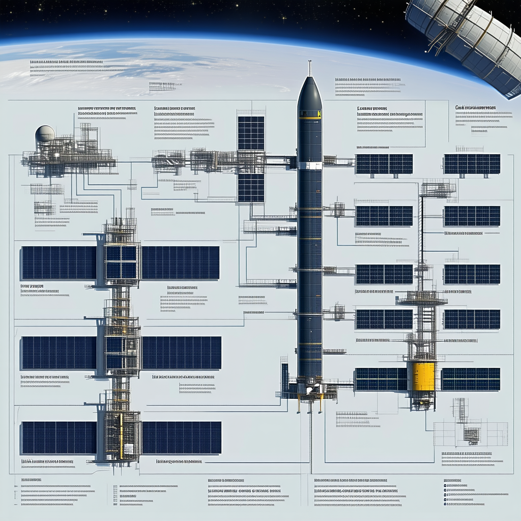A Large Spacecraft Is Shown In A Diagram, With Various Parts Labeled