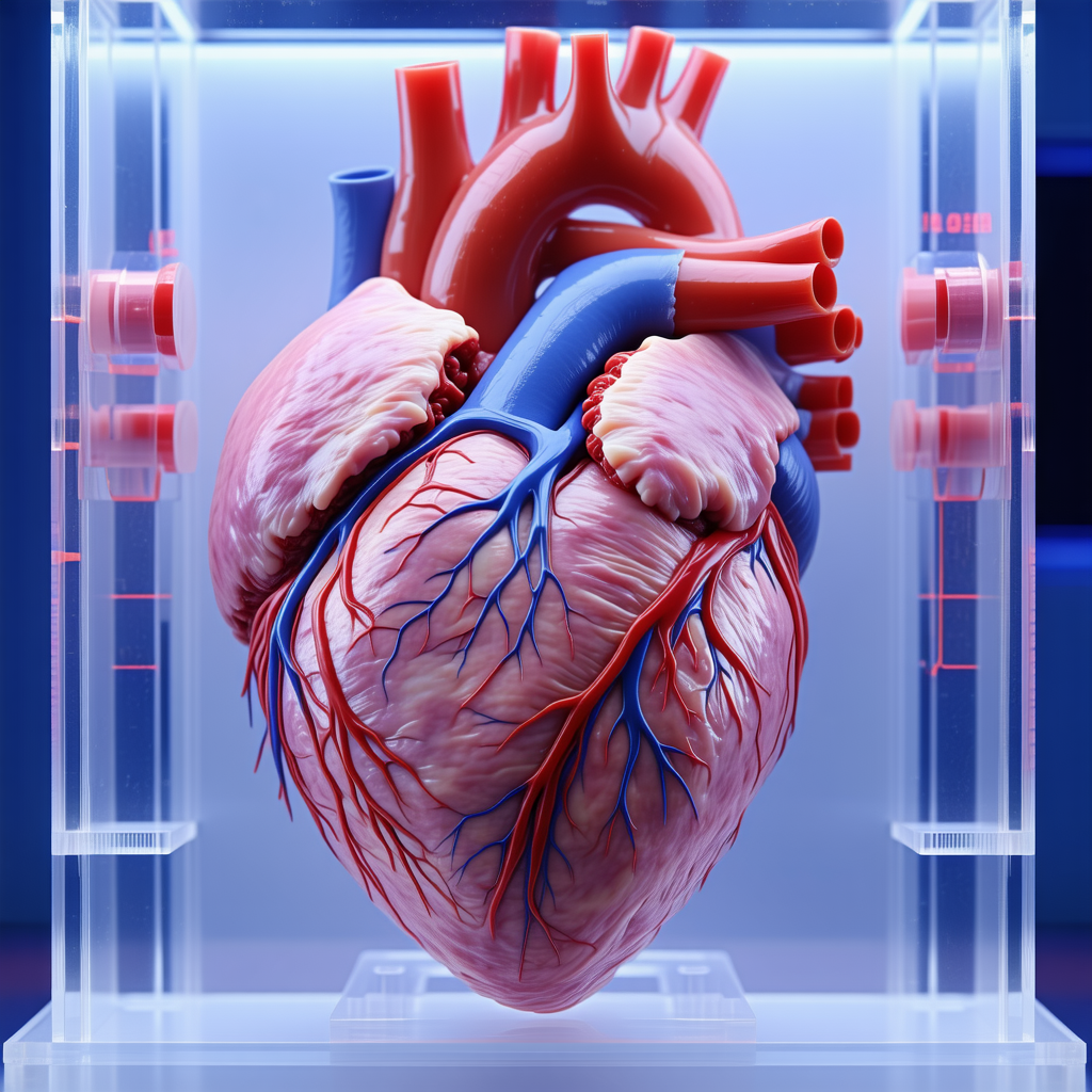 A Heart Is Displayed In A Glass Case, Showcasing Its Intricate Structure And Design