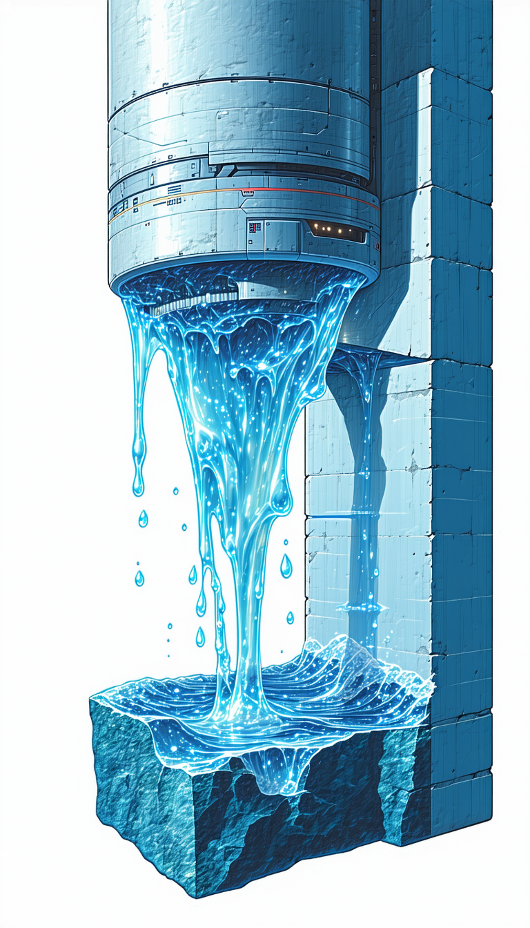 A Blue And White Cartoon Water Tower Is Shown In The Image