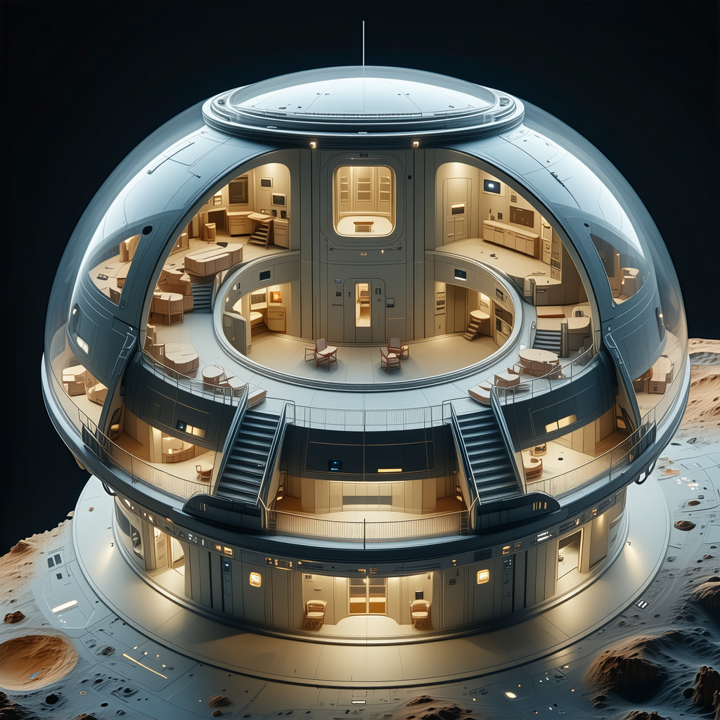 The Image Is A Computer-generated (cgi) Model Of A Large, Round Building With A Dome-shaped Roof