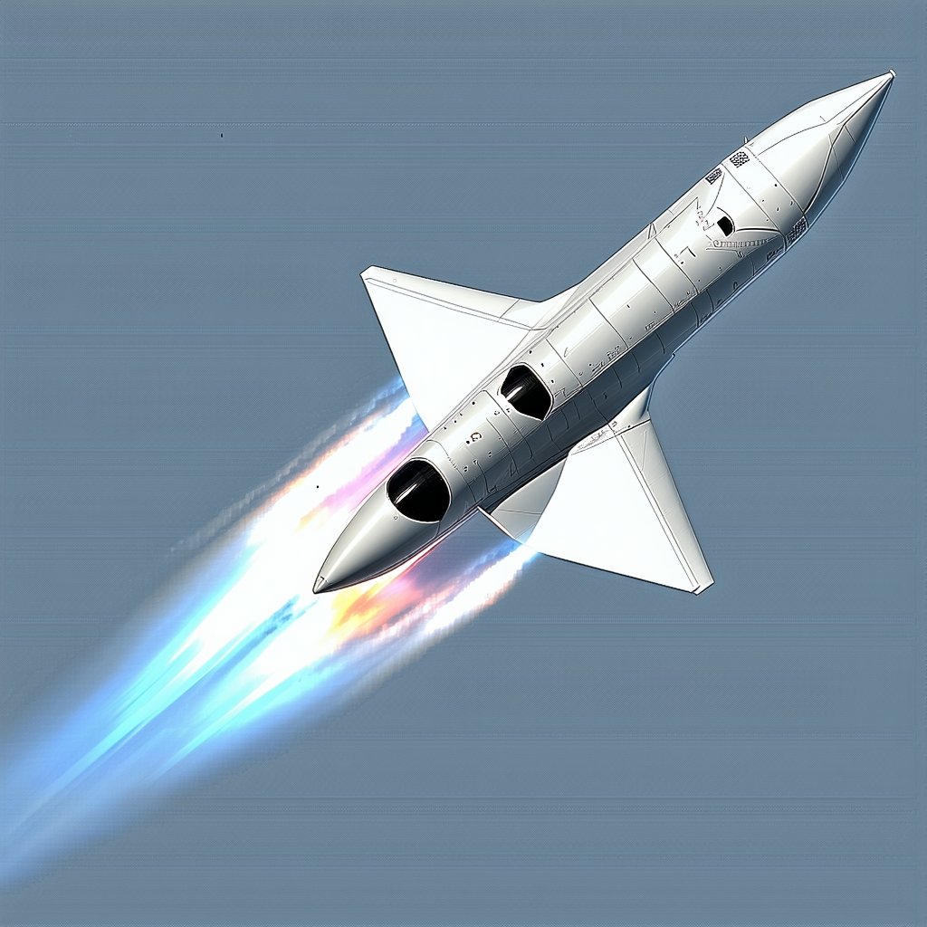 A Rocket Is Flying Through The Sky, Leaving A Trail Of Smoke Behind It