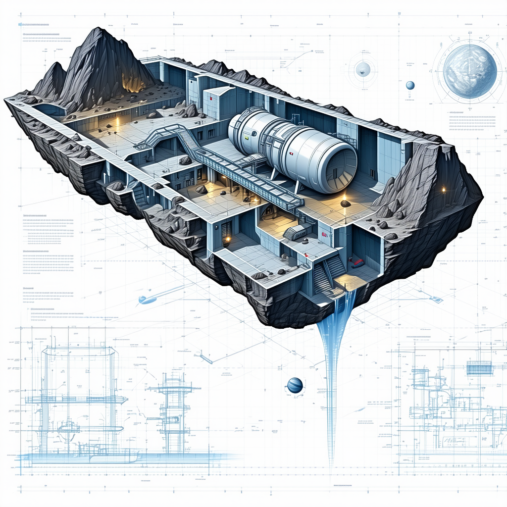 The Image Is A Blueprint Of A Space Station, Showing The Interior Layout And Design