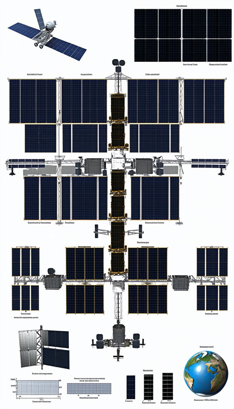 The Image Is A Detailed Drawing Of A Space Station, Showcasing Its Various Components
