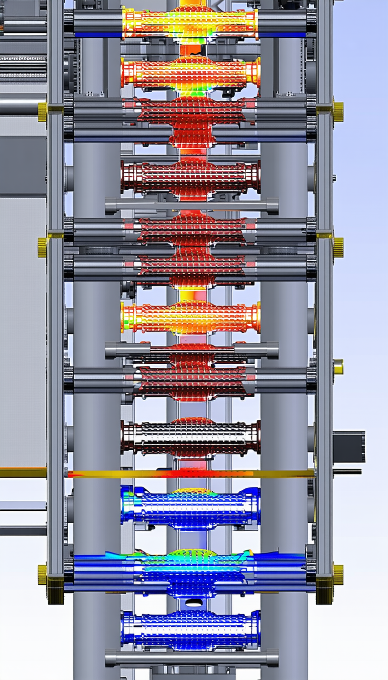 A Large, Multi-colored Machine With A Series Of Red, Blue, And Yellow Lights