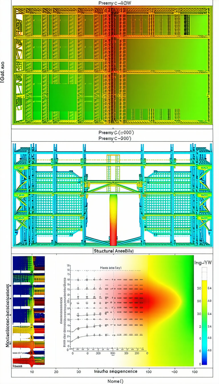 The Image Displays A Large, Blue, And Green Structure With A Yellow Line Running Through It