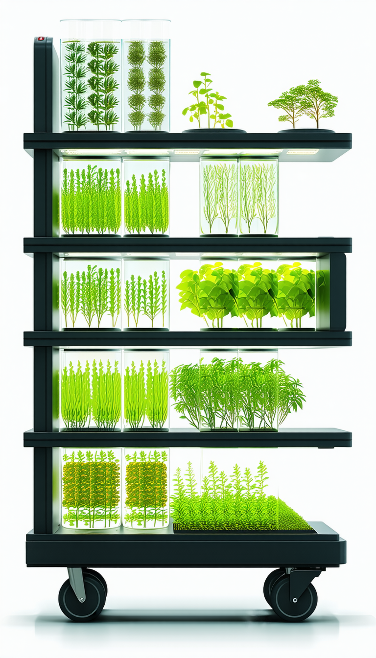 display case filled various plants