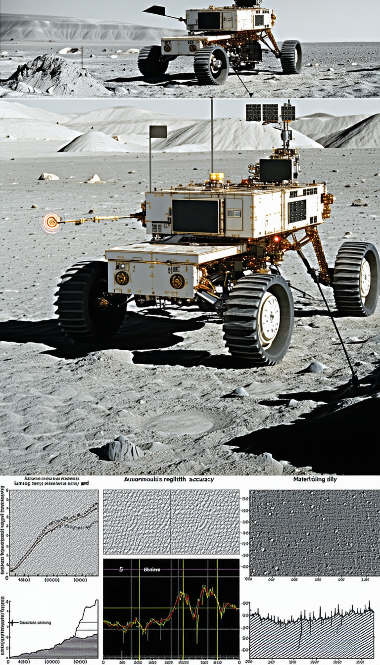 A White Robotic Vehicle, Possibly A Rover, Driving Across A Rocky Terrain