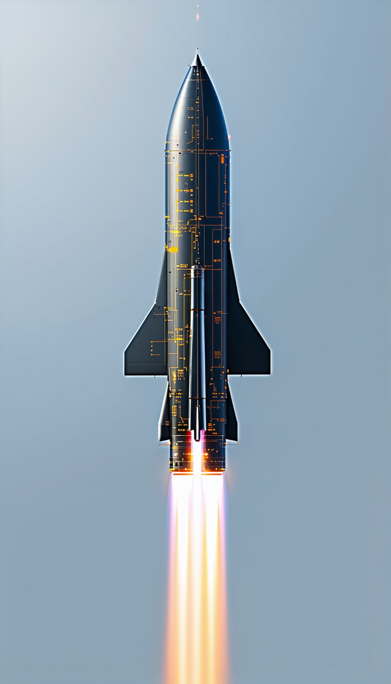 A Rocket Is Shown In A Close-up View, With Its Engine And Tail Visible