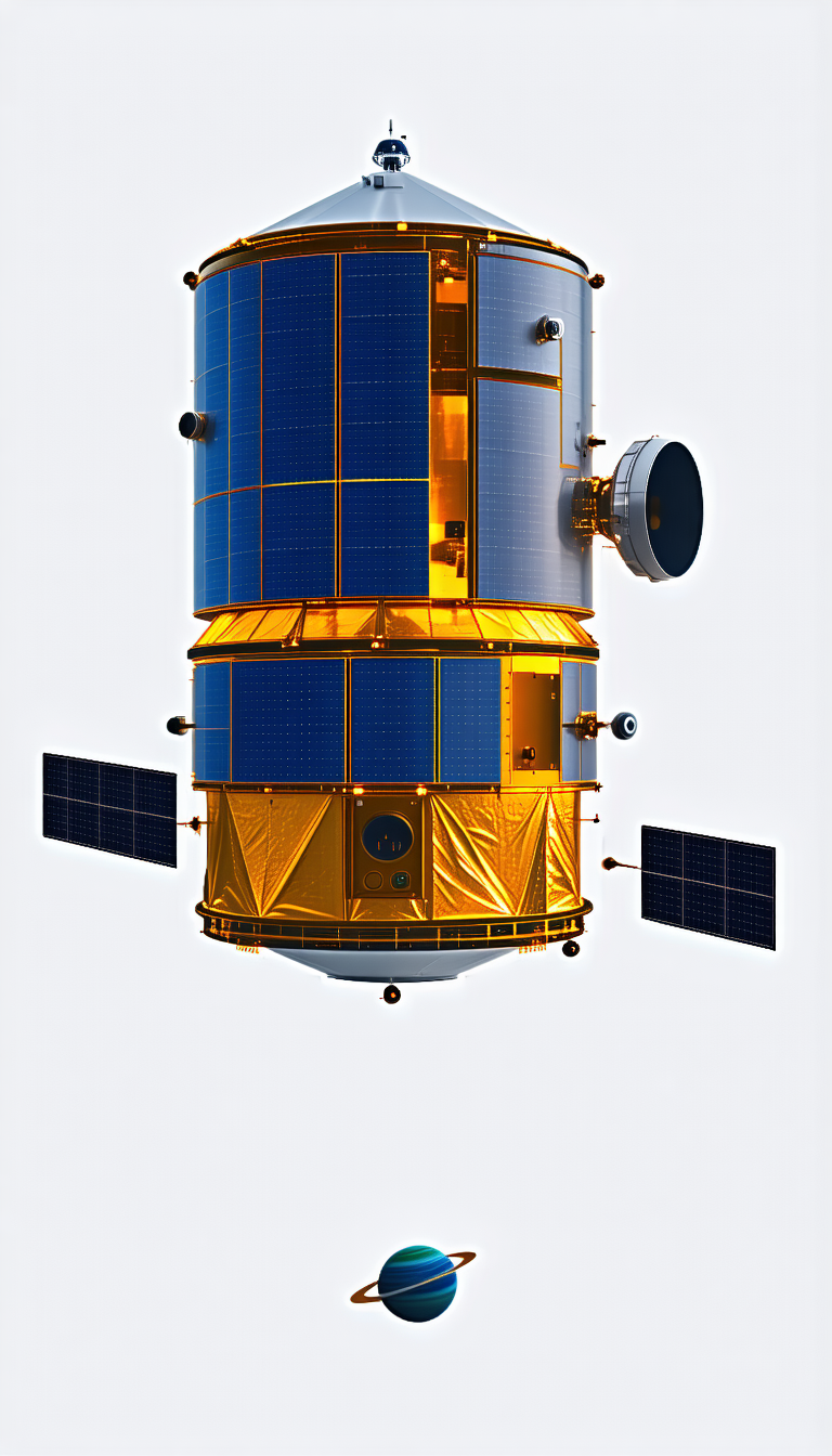 A Large, Shiny, Gold Spacecraft Is Shown In A Close-up View