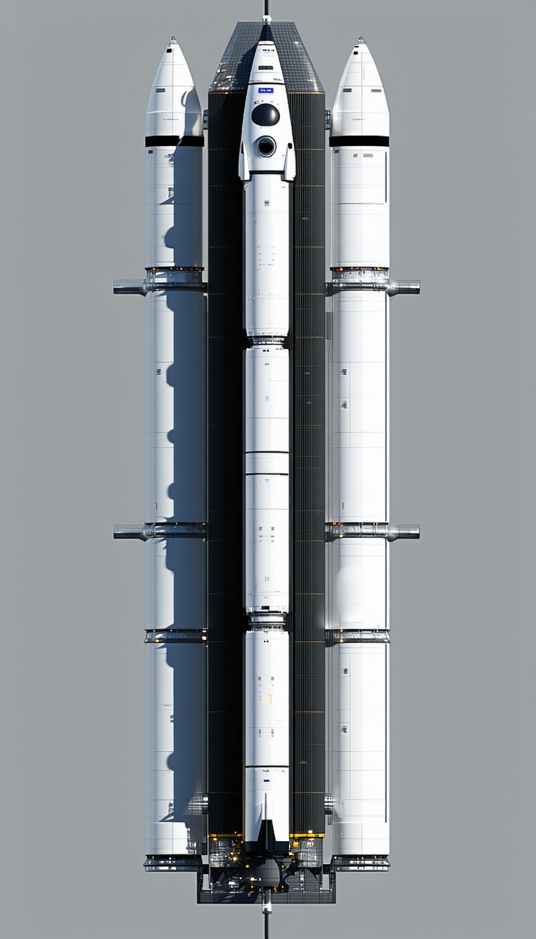 A Large White Rocket Is Shown In A Close-up View