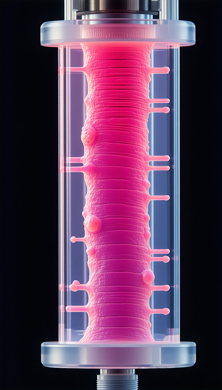 A Glass Tube Is Filled With A Pink Liquid, Which Appears To Be A Mixture Of Red And White