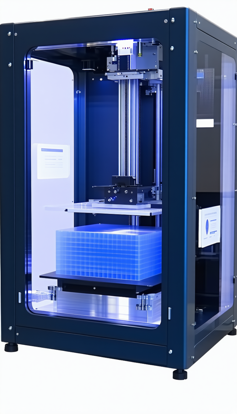 A Blue And White Machine Is Sitting On A Table