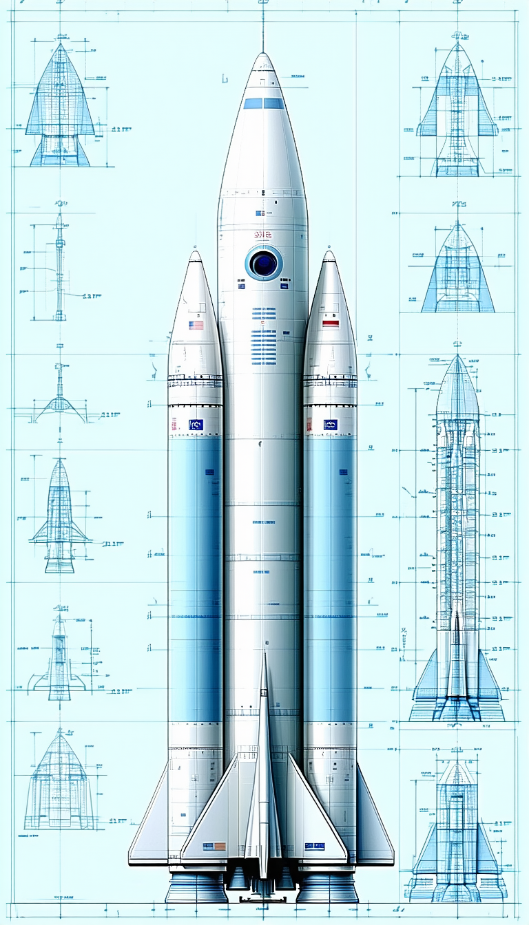 A Space Shuttle Is Shown In A Blue And White Color Scheme