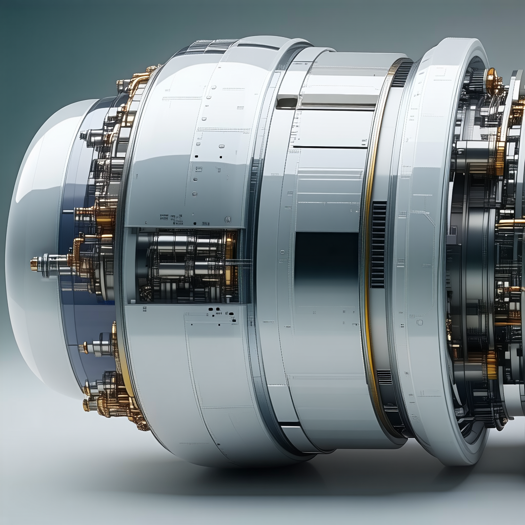 A Large, White, And Shiny Machine With A Lot Of Gears And Parts