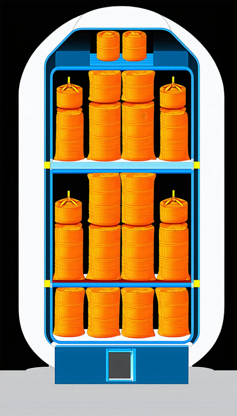 A Large Storage Unit Filled With Numerous Orange Barrels