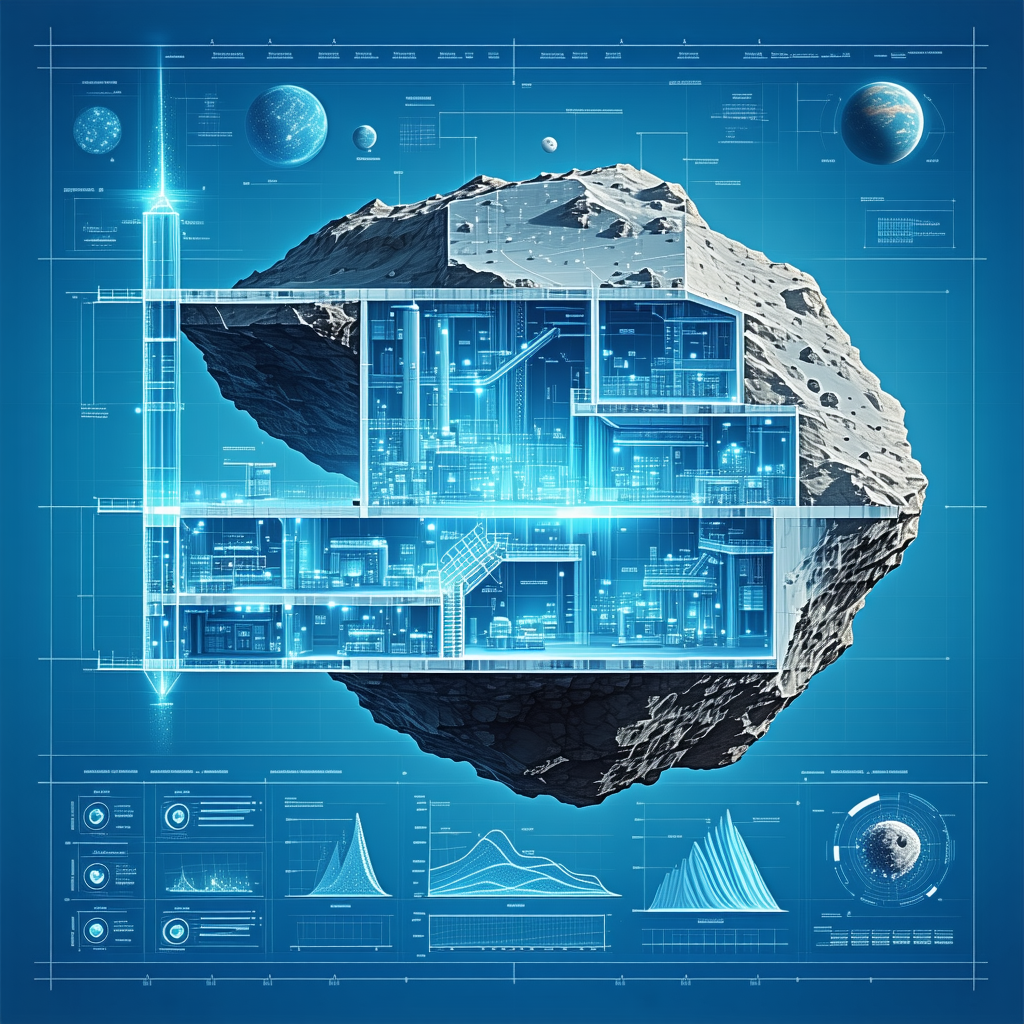 A Large Rock Is Sitting On Top Of A Blue Building, Which Appears To Be A Space Station