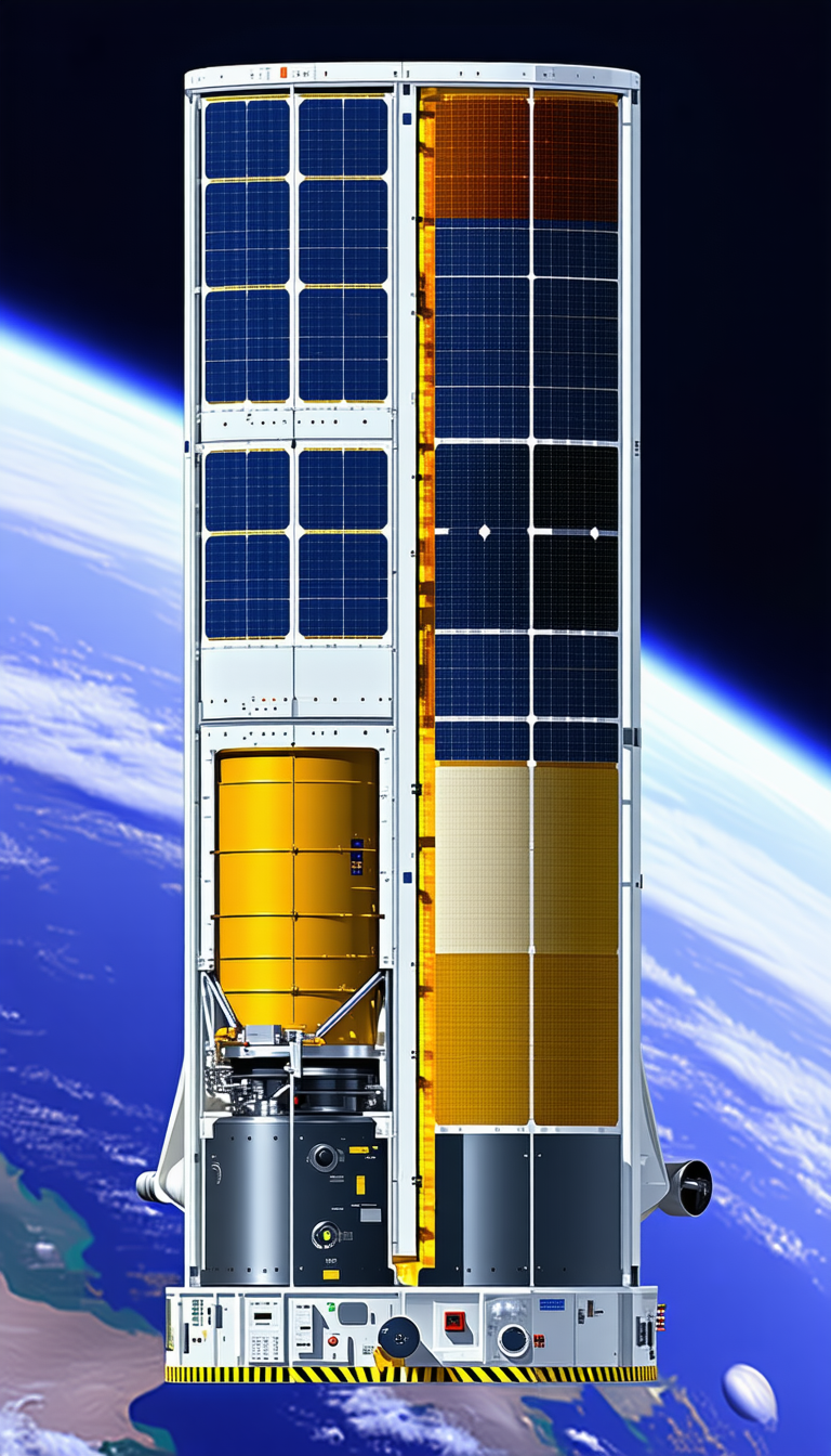 A Large Spacecraft Is Shown In The Image, With A Large Solar Panel On The Side