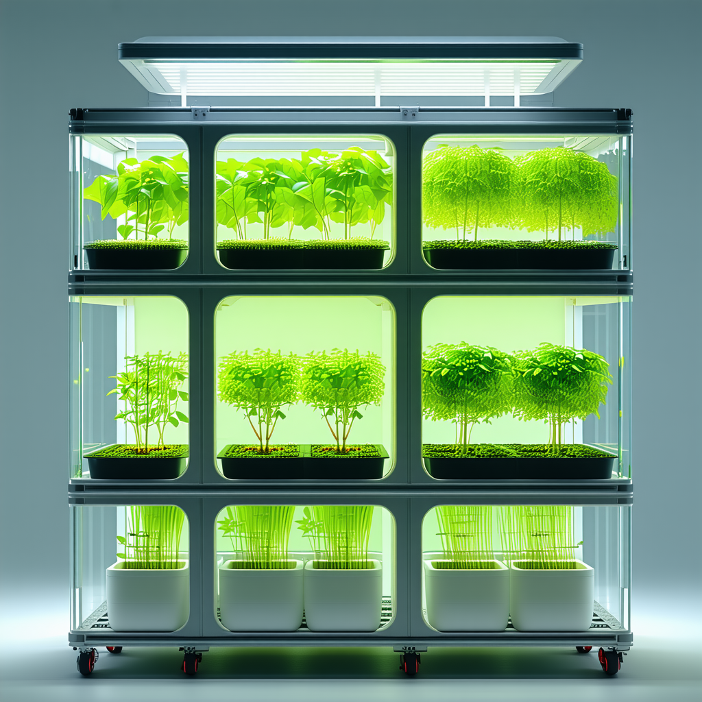 A Large Display Case Filled With A Variety Of Plants