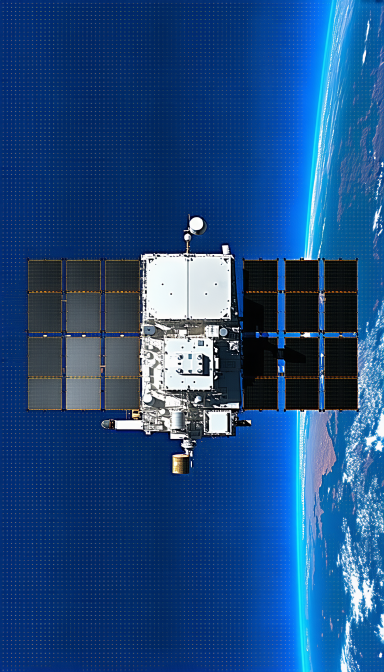 A Space Station With A Large Satellite Dish On Top Of It