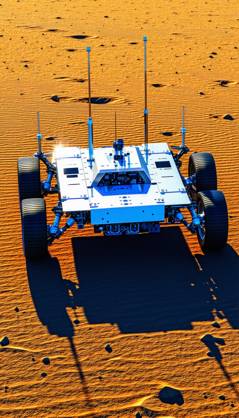 A White Vehicle Is Driving On A Sandy Surface