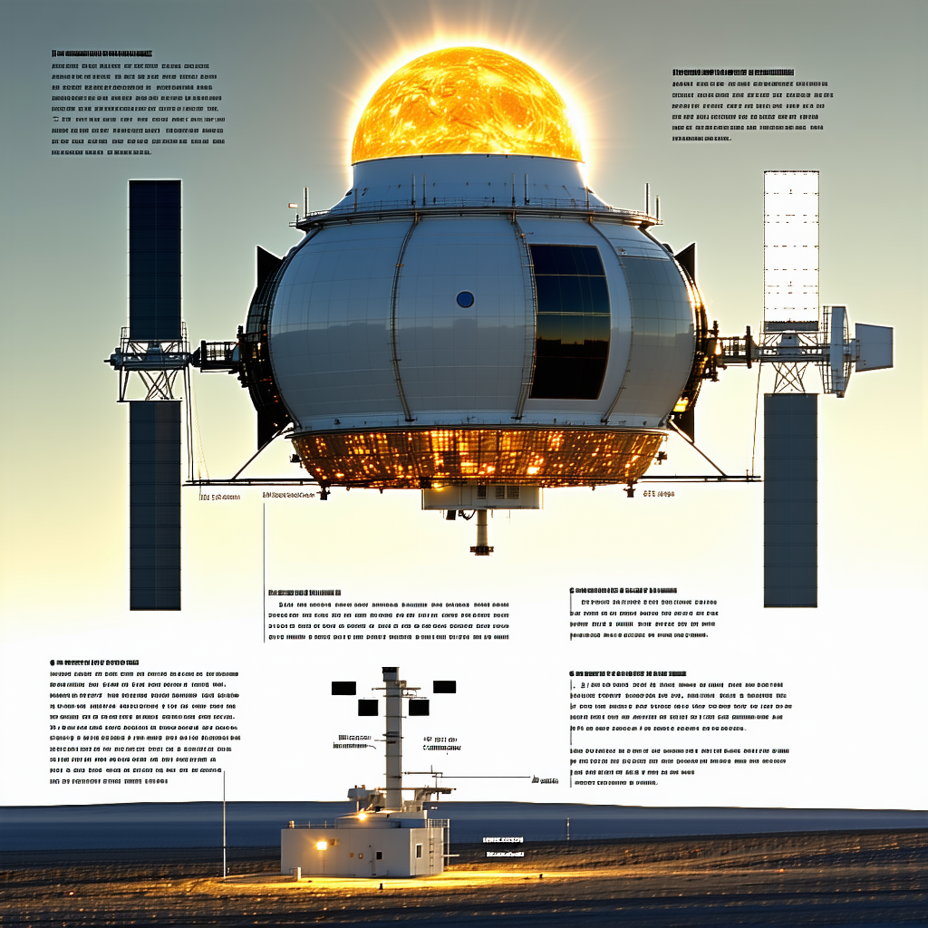 A Large White Spacecraft Is Shown In A Diagram, With A Yellow Sun In The Center