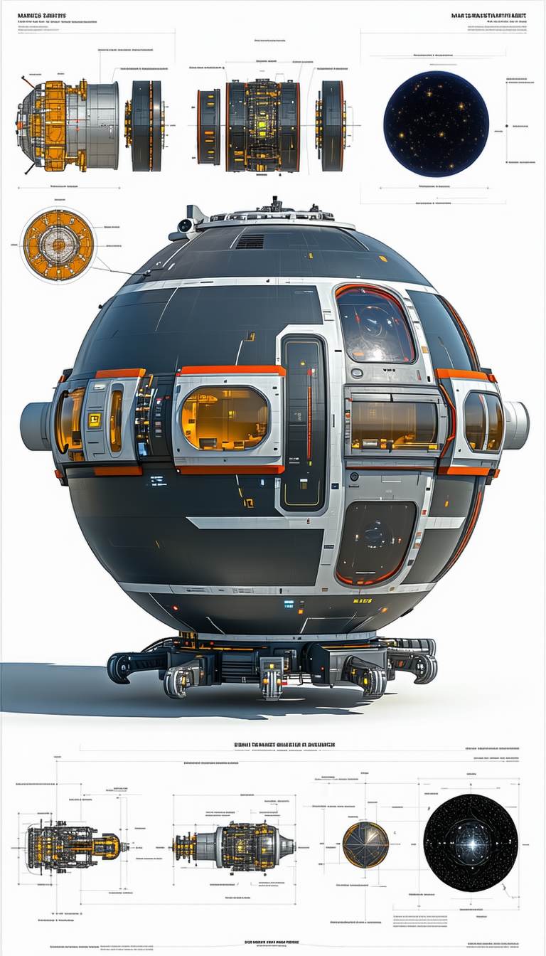 A Large, Round, And Black Spacecraft Is Shown In A 3d Model