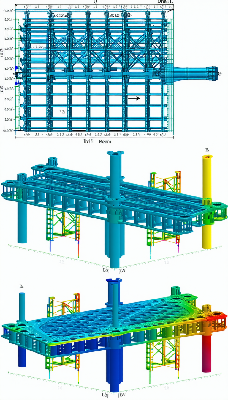 The Image Is A 3d Model Of A Large Structure, Possibly A Bridge Or A Building