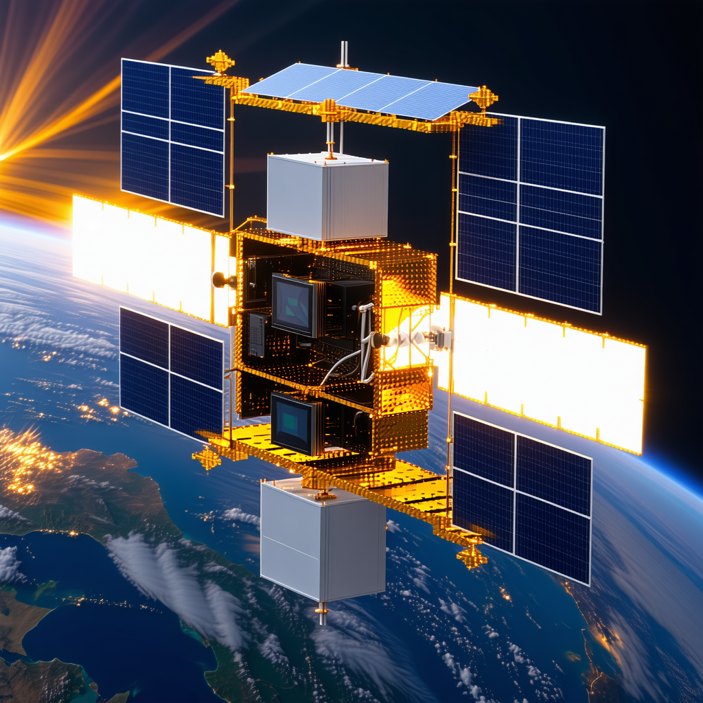 A Spacecraft With A Large Satellite Dish On Top Of It