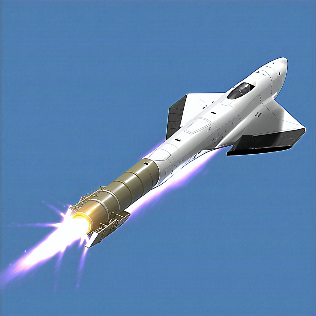 A White Rocket Is Flying Through The Sky, Leaving A Trail Of Smoke Behind It