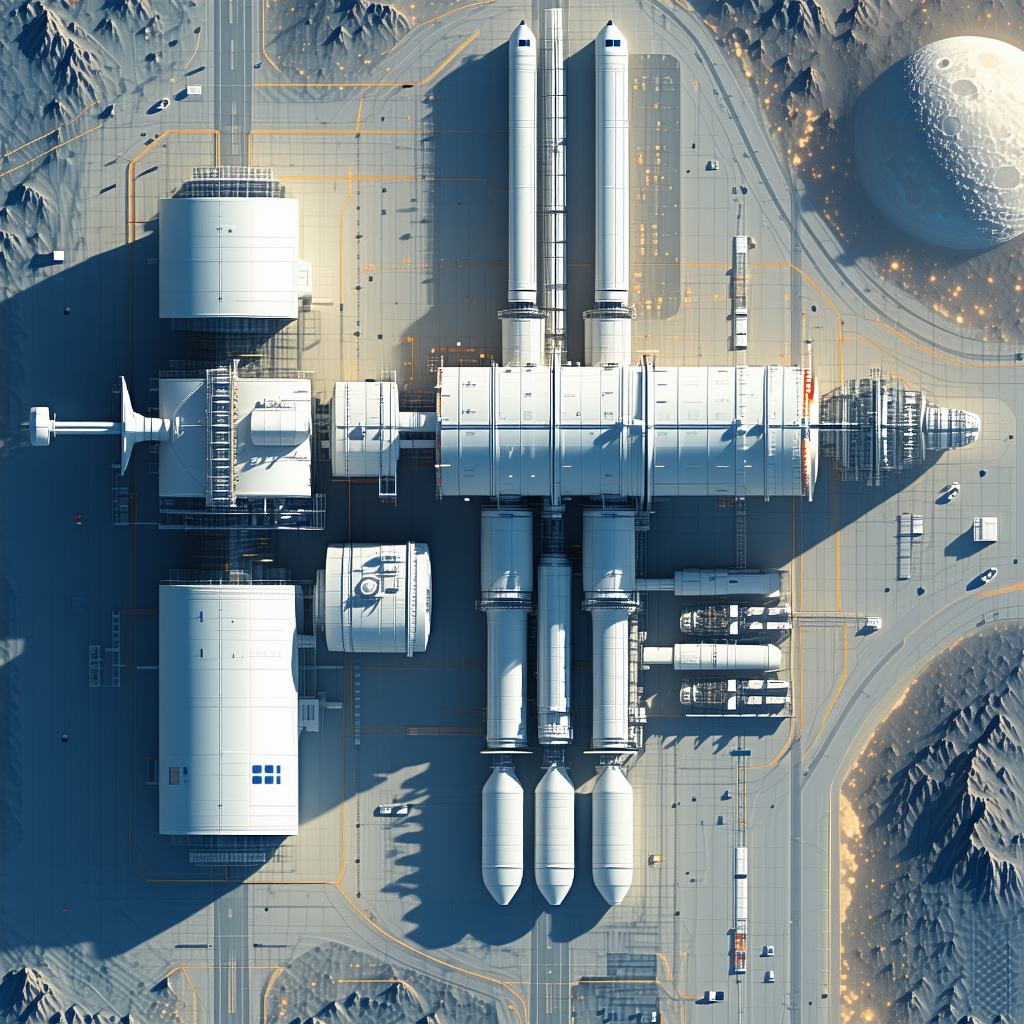 In This Futuristic Scene, A Large Space Station Is Surrounded By Several Smaller Spacecraft