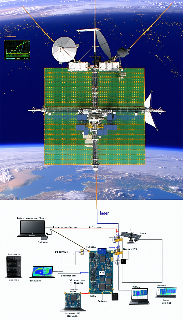 A Satellite Is Shown In A Diagram, With A Large Green Square In The Center