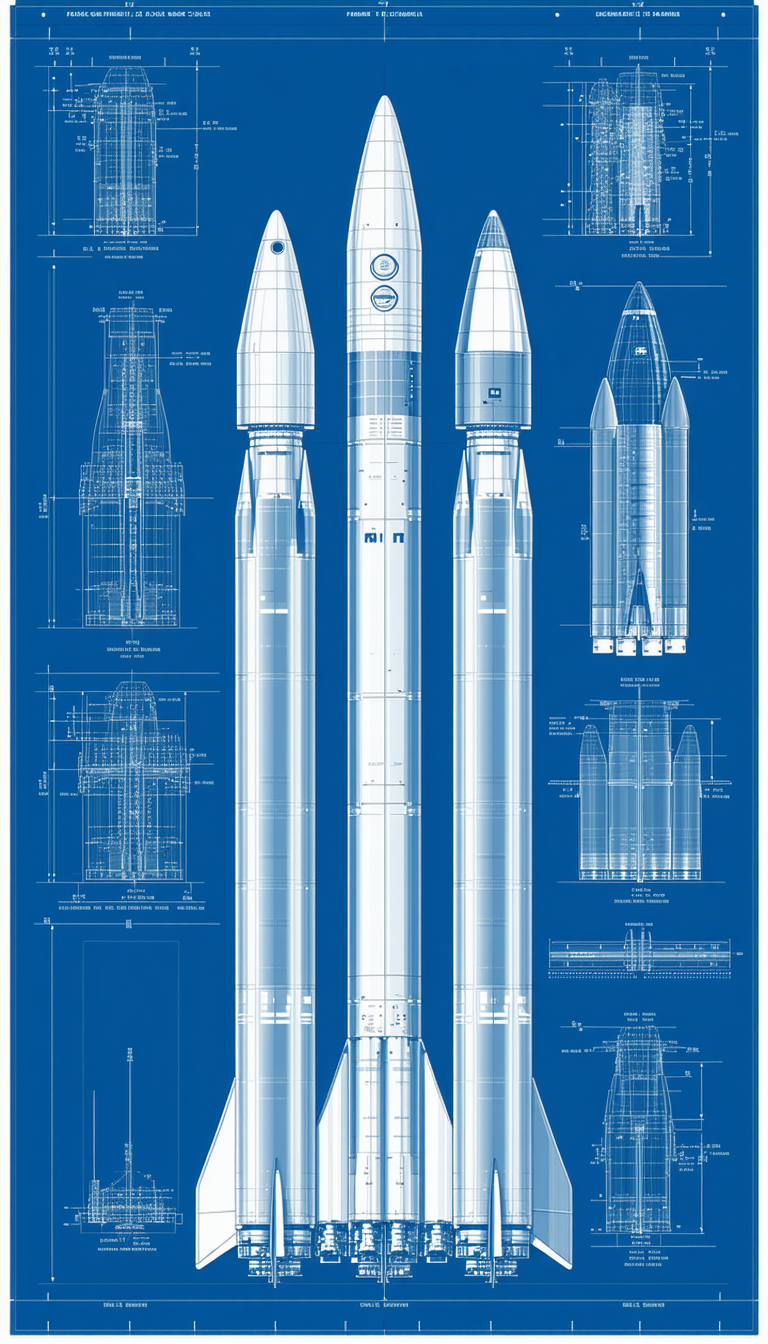 A Blue Diagram Shows The Different Parts Of A Rocket