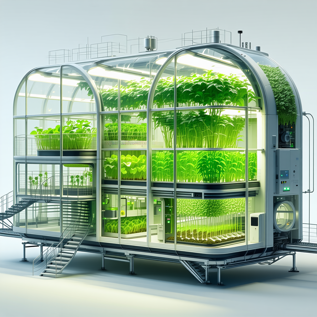 A Large, Futuristic Greenhouse Filled With Various Plants