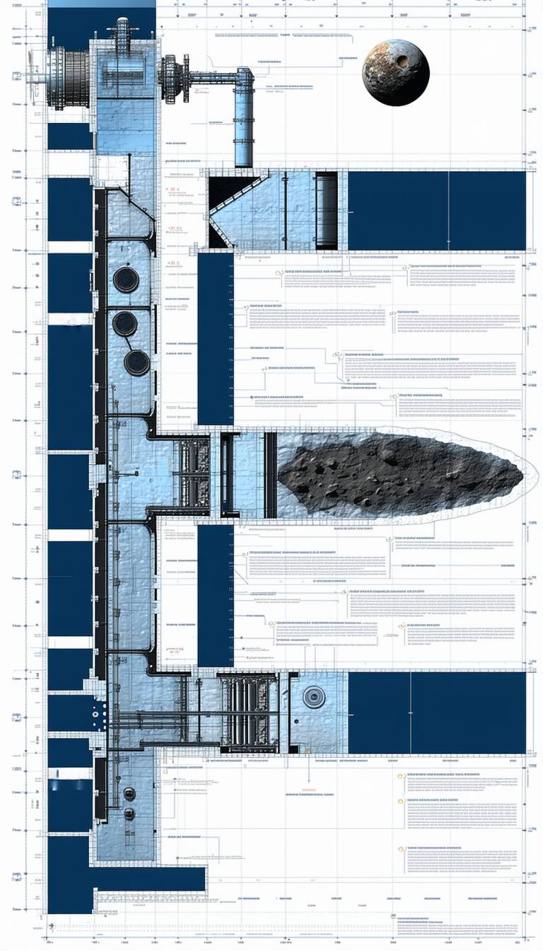 A Blue And White Drawing Of A Space Ship Is Displayed