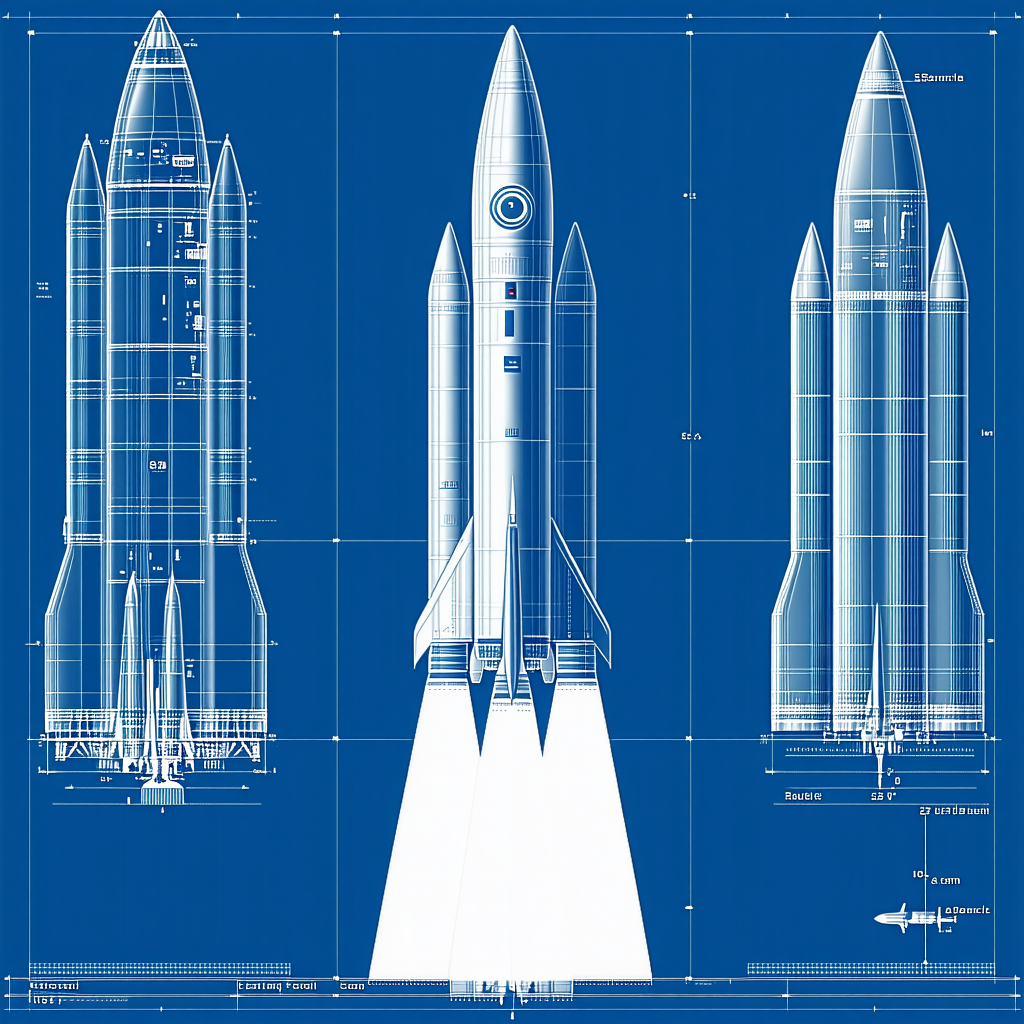 A Blue Drawing Of A Rocket Ship Is Displayed
