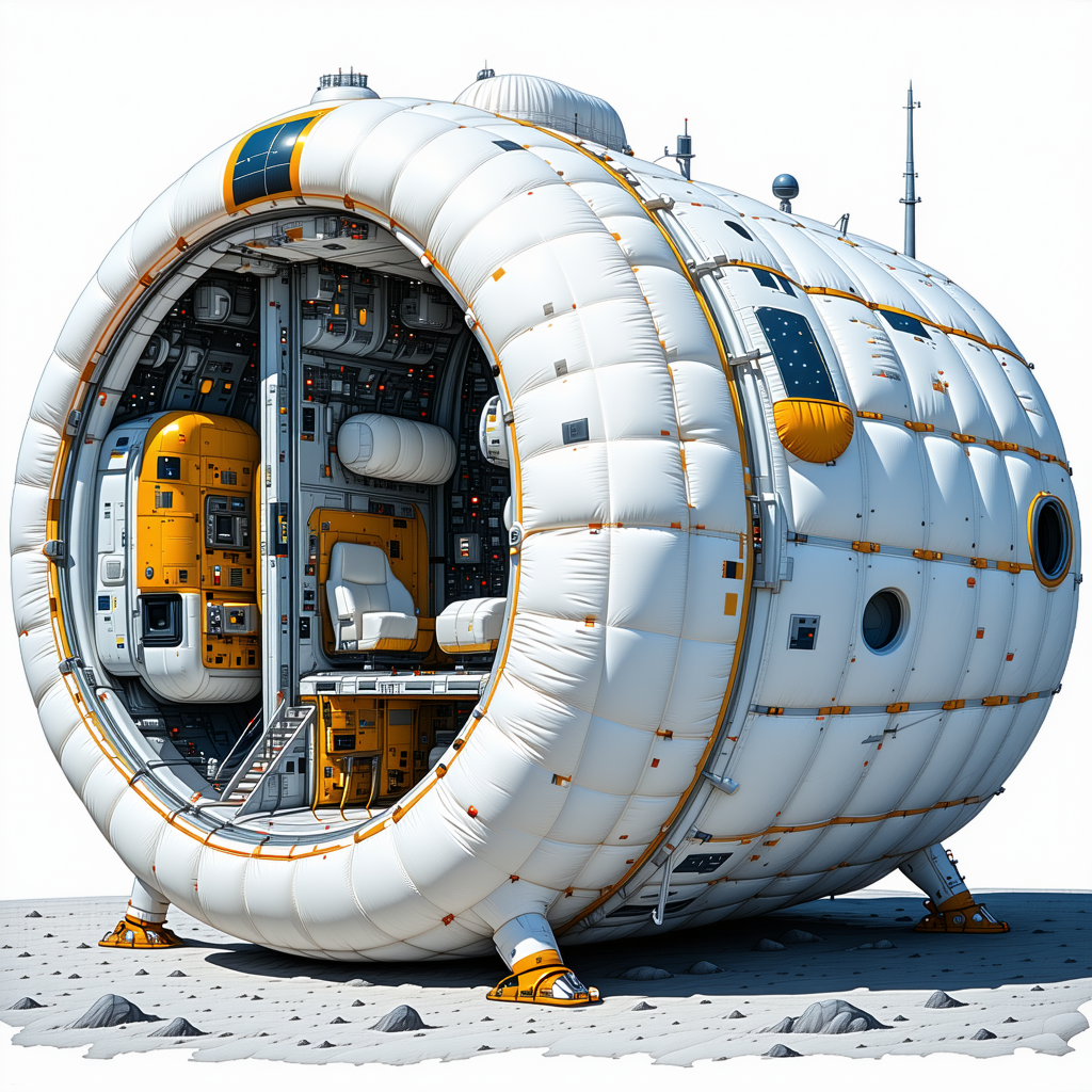 A Large White Spacecraft Is Shown In A 3d Rendering
