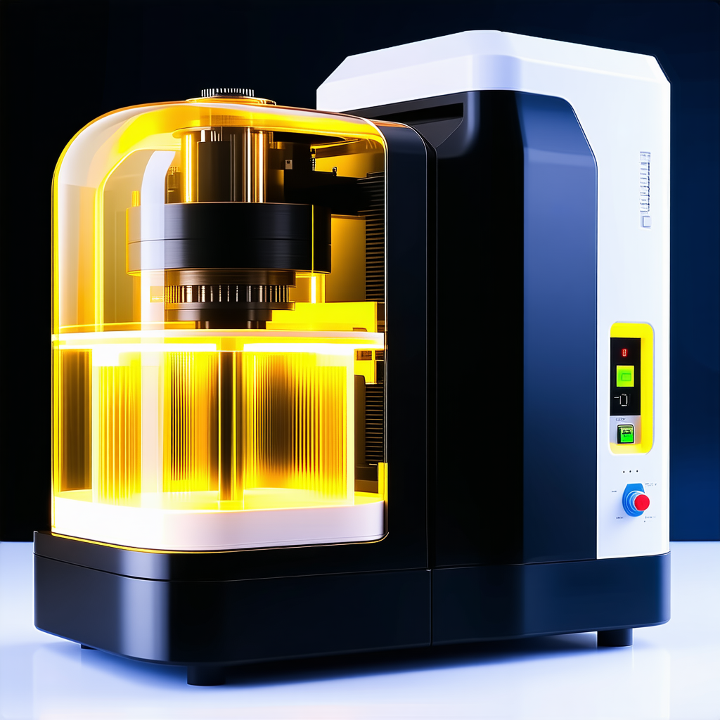 A Large, White, And Black Machine Is Sitting On A White Table