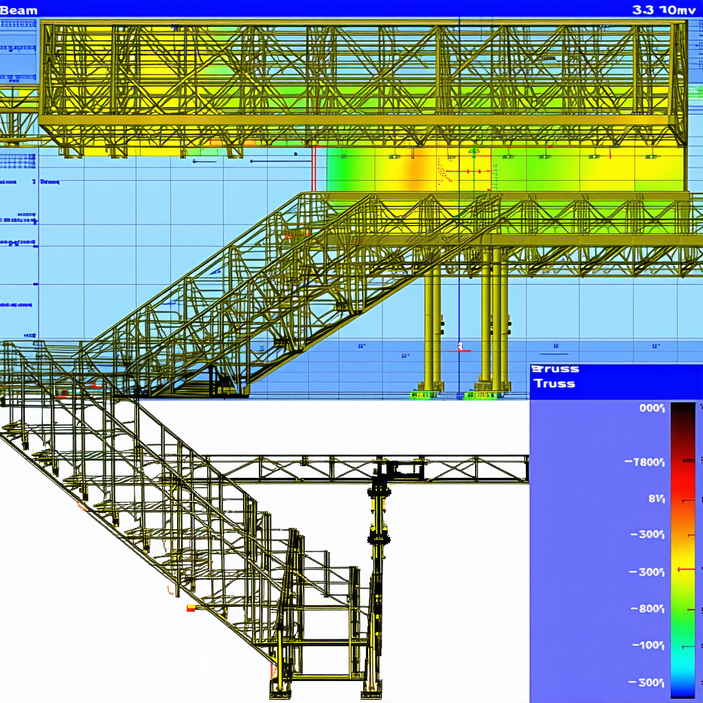 The Image Is A 3d Model Of A Large Metal Structure, Possibly A Bridge Or A Building