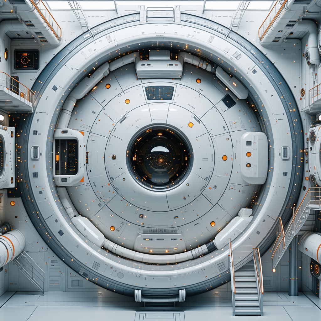 A Large, White, And Shiny Machine With A Circular Opening In The Center