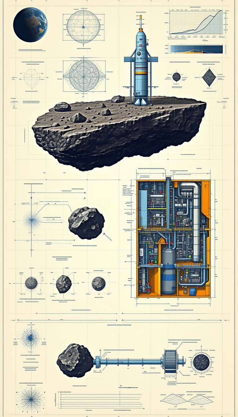 A Large Drawing Of A Space Station Is Shown, With A Large Rock And A Small Rock Placed On The Ground