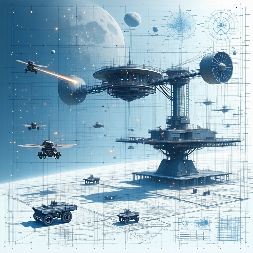 In This Futuristic Scene, There Are Several Spaceships And A Large Space Station